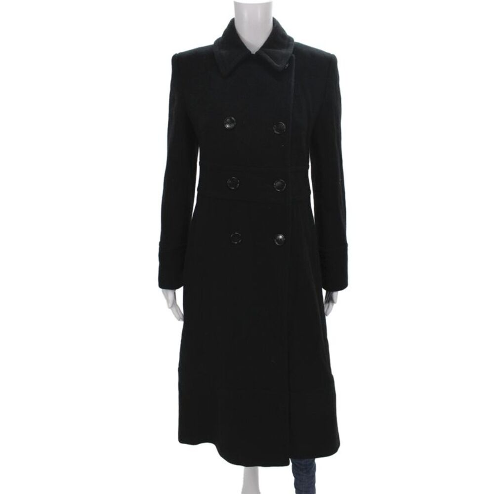 Steve by Searle Women Black Wool Overcoat Button Long Sleeve Size 4P